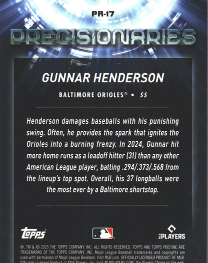 2025 Topps Pristine Precisionaries Gunnar Henderson #PR-17 Baltimore Orioles
