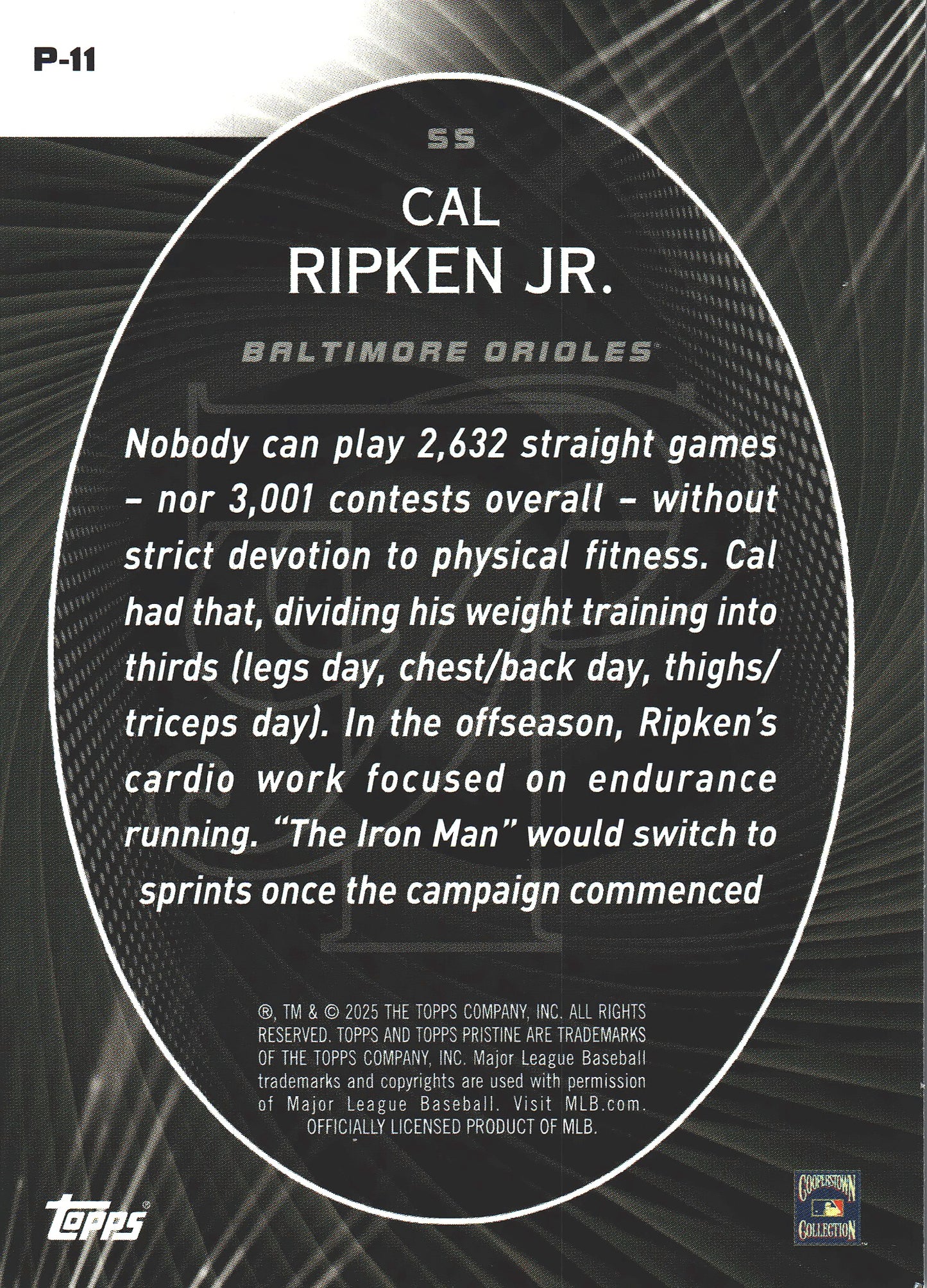 2025 Topps Pristine Perseverance Cal Ripken Jr. #P-11 Baltimore Orioles
