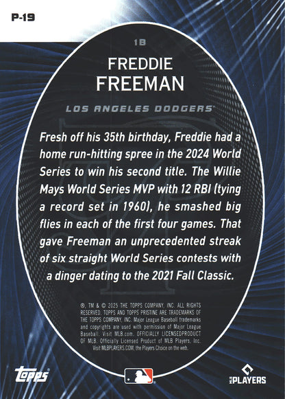 2025 Topps Pristine Perseverance Freddie Freeman #P-19 Los Angeles Dodgers