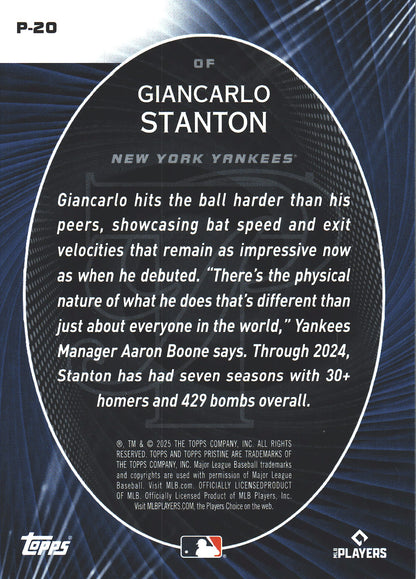 2025 Topps Pristine Perseverance Giancarlo Stanton #P-20 New York Yankees