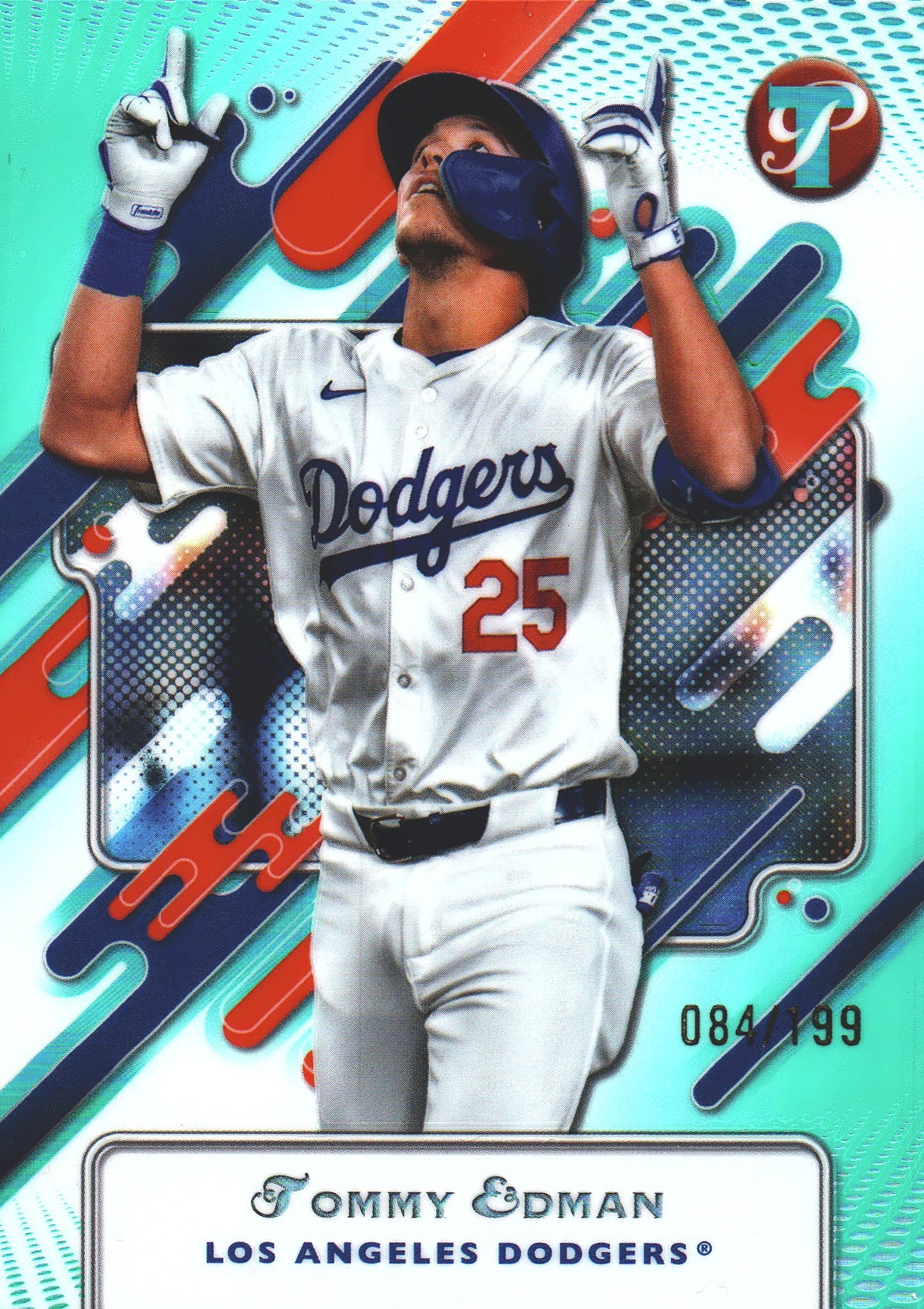 2025 Topps Pristine Aqua Refractor /199 Tommy Edman #156 Los Angeles Dodgers