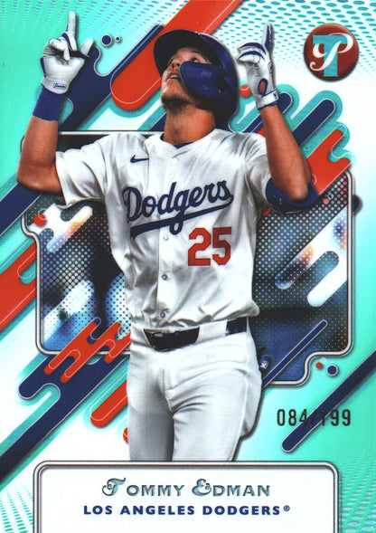 2025 Topps Pristine Aqua Refractor /199 Tommy Edman #156 Los Angeles Dodgers