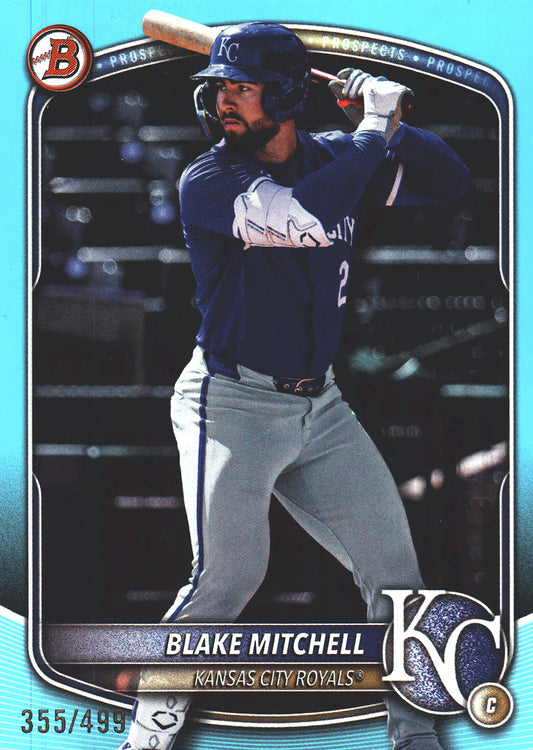 2025 Topps Bowman Draft Sky Blue /499 Blake Mitchell #BD-160 Kansas City Royals