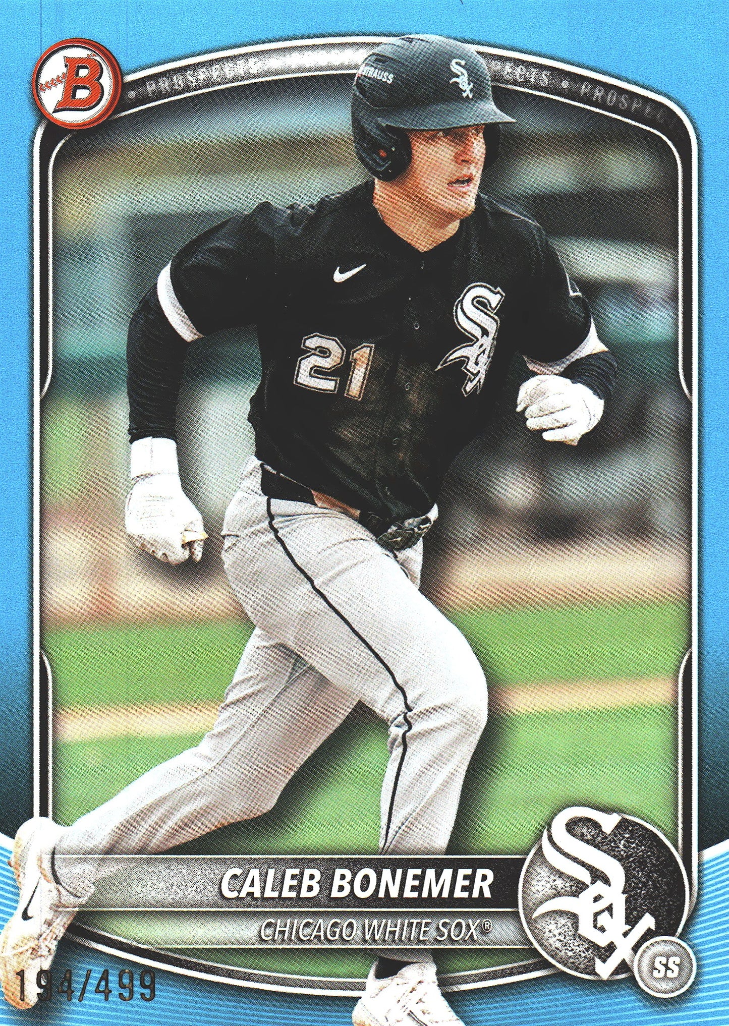 2025 Topps Bowman Draft Sky Blue /499 Caleb Bonemer #BD-184 Chicago White Sox