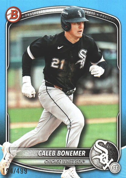 2025 Topps Bowman Draft Sky Blue /499 Caleb Bonemer #BD-184 Chicago White Sox