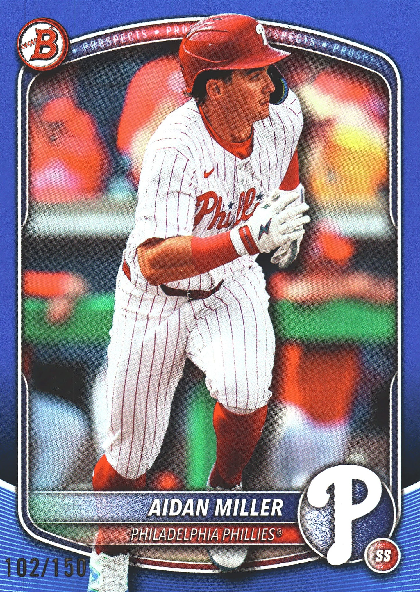 2025 Topps Bowman Draft Blue /150 Aidan Miller #BD-180 Philadelphia Phillies