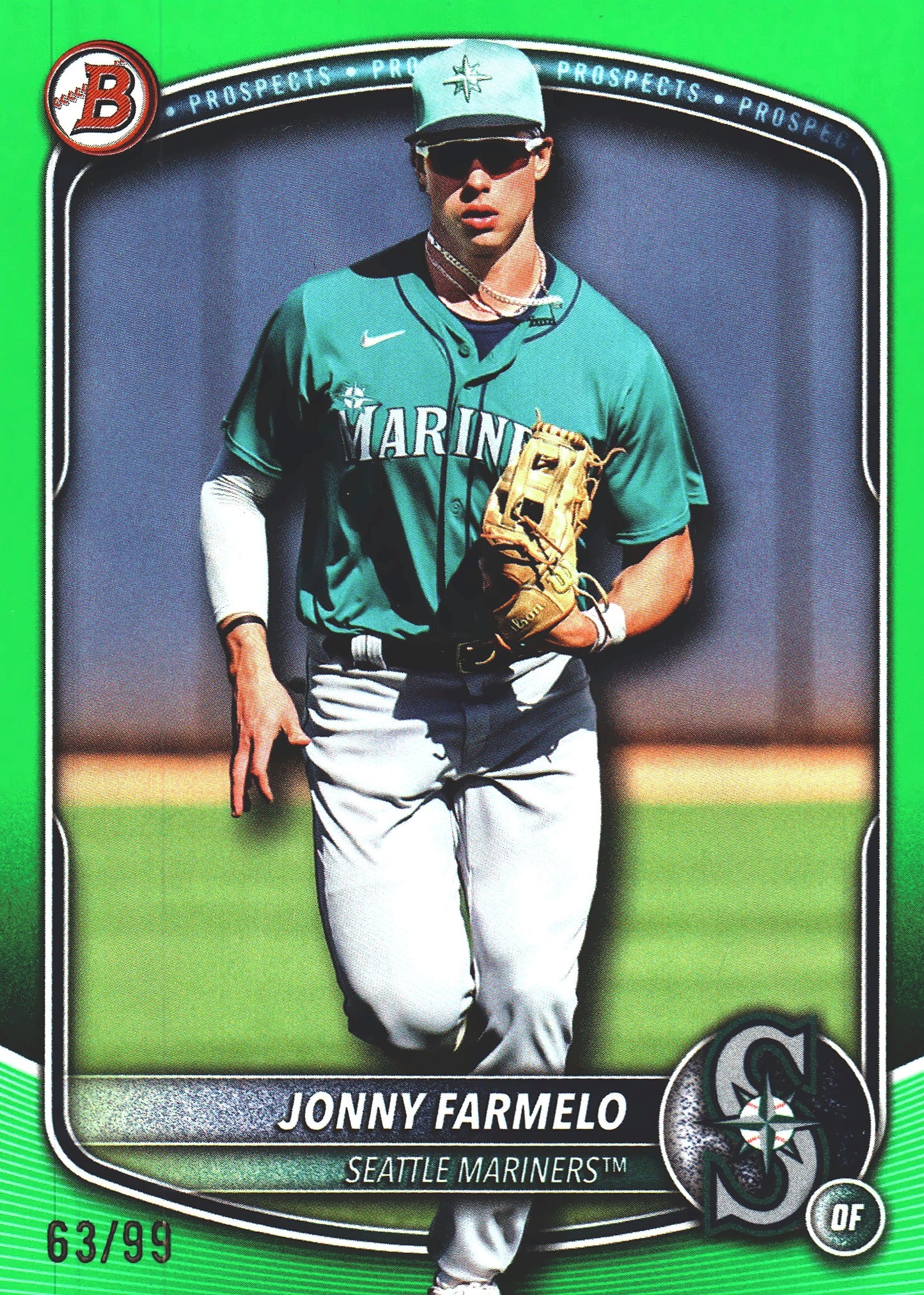 2025 Topps Bowman Draft Green /99 Jonny Farmelo #BD-163 Seattle Mariners