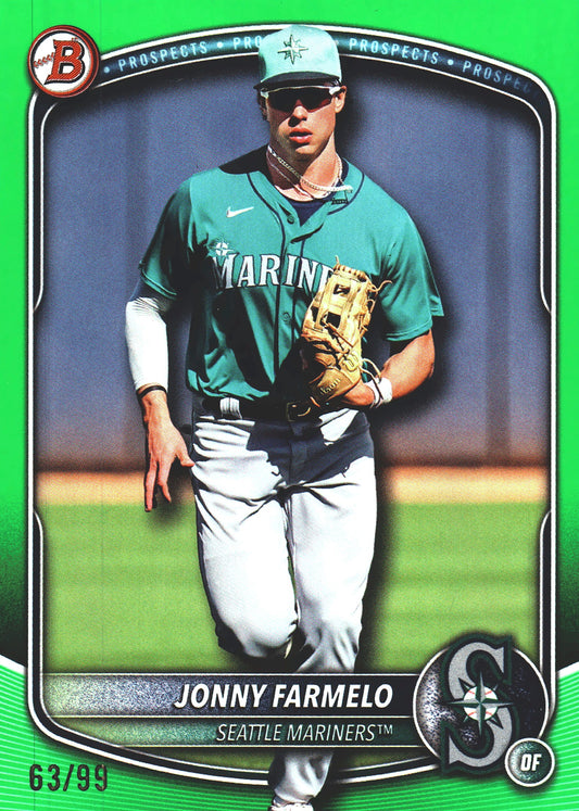 2025 Topps Bowman Draft Green /99 Jonny Farmelo #BD-163 Seattle Mariners
