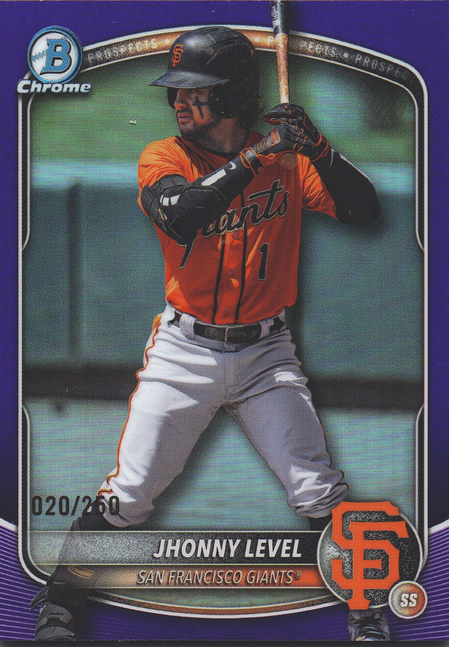 2025 Topps Bowman Draft Chrome Purple /250 Jhonny Level #BDC-55 San Francisco Giants