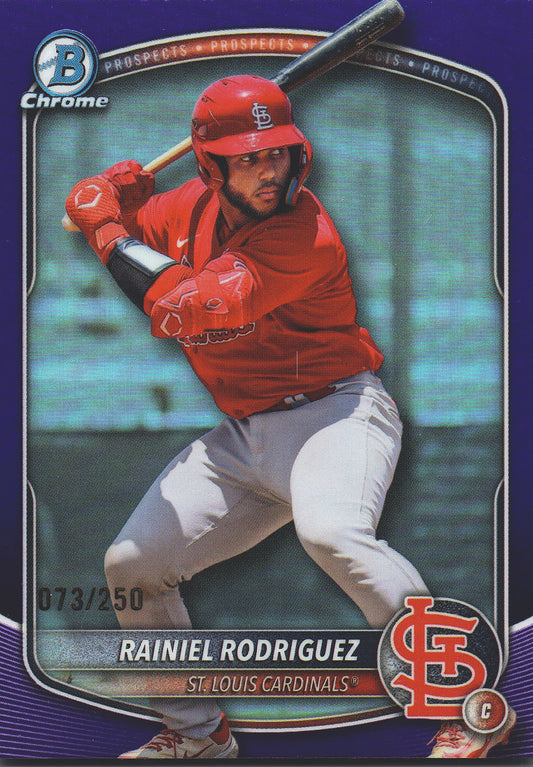 2025 Topps Bowman Draft Chrome Purple /250 Rainiel Rodriguez #BDC-72 St. Louis Cardinals