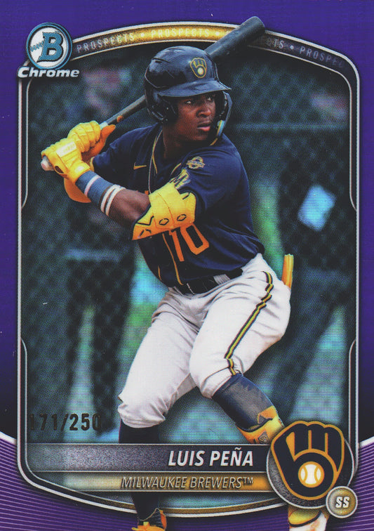 2025 Topps Bowman Draft Chrome Purple /250 Luis Pena #BDC-105 Milwaukee Brewers