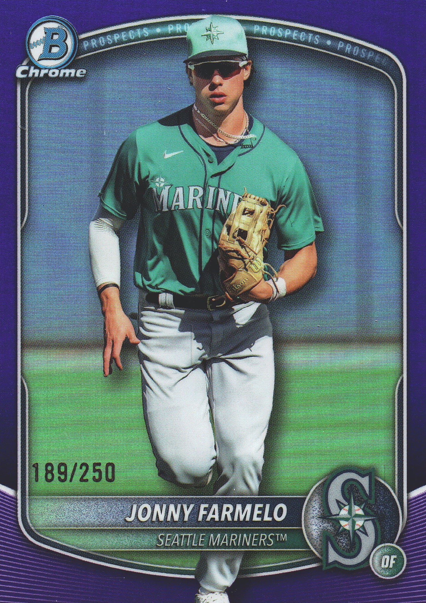 2025 Topps Bowman Draft Chrome Purple /250 Jonny Farmelo #BDC-163 Seattle Mariners