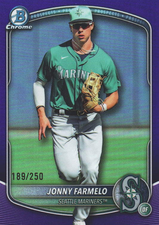 2025 Topps Bowman Draft Chrome Purple /250 Jonny Farmelo #BDC-163 Seattle Mariners