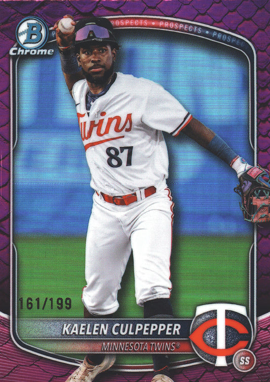 2025 Topps Bowman Draft Chrome Fuchsia Reptilian /199 Kaelen Culpepper #BDC-120 Minnesota Twins
