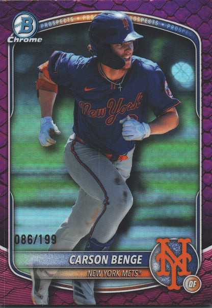 2025 Topps Bowman Draft Chrome Fuchsia Reptilian /199 Carson Benge #BDC-138 New York Mets