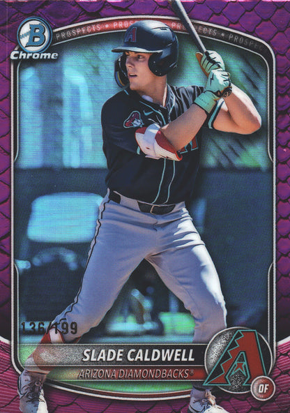 2025 Topps Bowman Draft Chrome Fuchsia Reptilian /199 Slade Caldwell #BDC-152 Arizona Diamondbacks