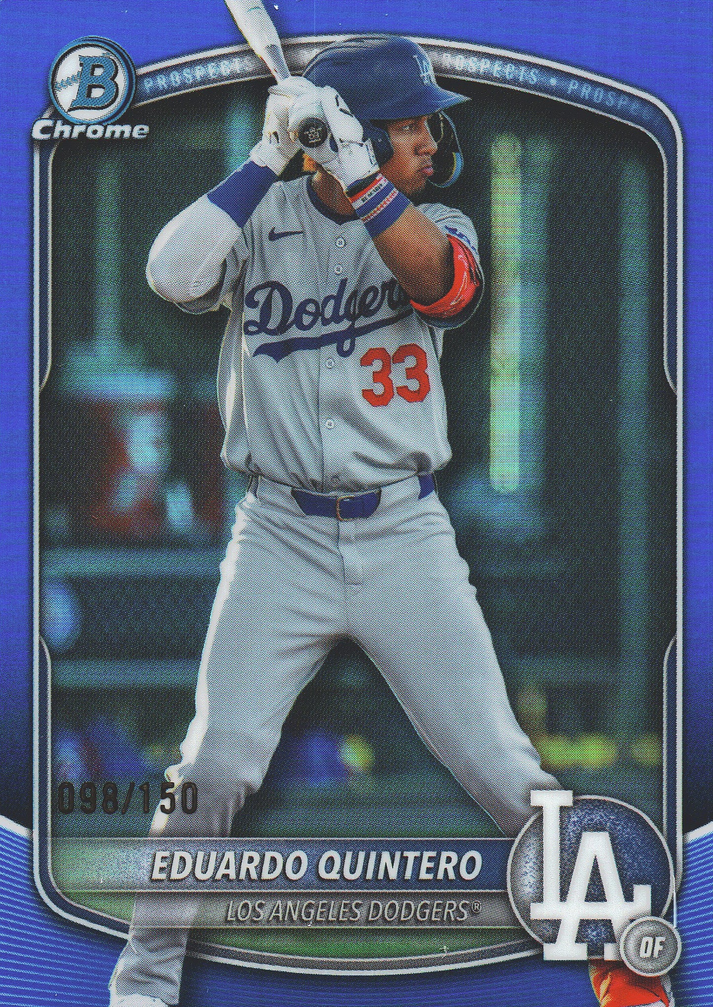 2025 Topps Bowman Draft Chrome Blue /150 Eduardo Quintero #BDC-111 Los Angeles Dodgers