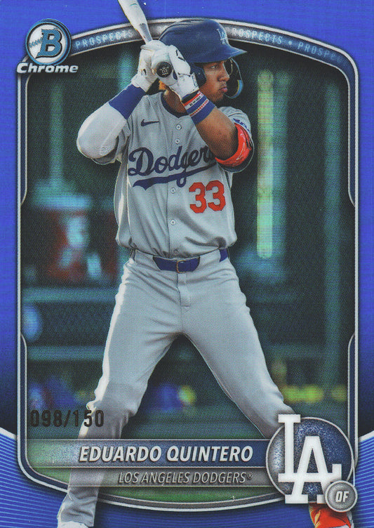 2025 Topps Bowman Draft Chrome Blue /150 Eduardo Quintero #BDC-111 Los Angeles Dodgers