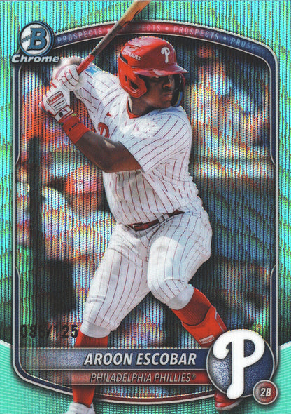 2025 Topps Bowman Draft Chrome Aqua Wave /125 Aroon Escobar #BDC-98 Philadelphia Phillies