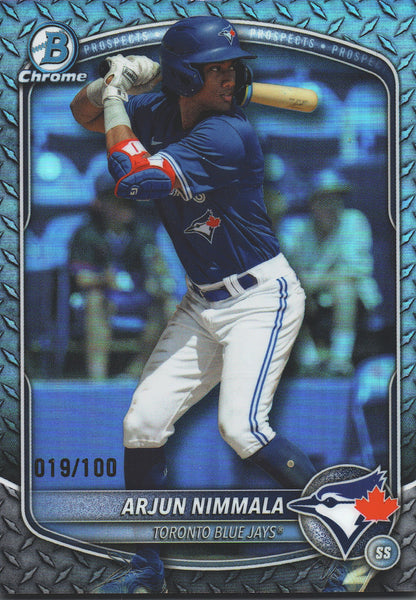 2025 Topps Bowman Draft Chrome Steel Metal /100 Arjun Nimmala #BDC-35 Toronto Blue Jays