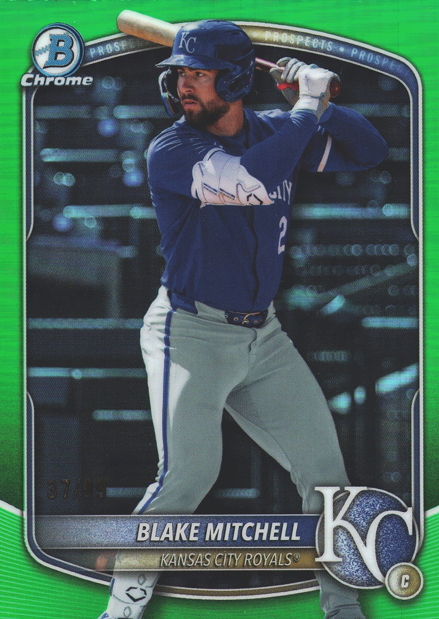 2025 Topps Bowman Draft Chrome Green /99 Blake Mitchell #BDC-160 Kansas City Royals