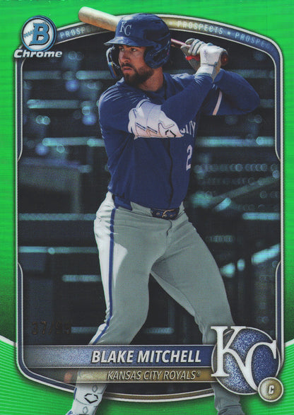 2025 Topps Bowman Draft Chrome Green /99 Blake Mitchell #BDC-160 Kansas City Royals