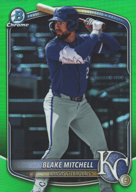 2025 Topps Bowman Draft Chrome Green /99 Blake Mitchell #BDC-160 Kansas City Royals