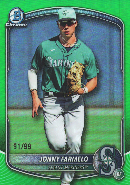 2025 Topps Bowman Draft Chrome Green /99 Jonny Farmelo #BDC-163 Seattle Mariners