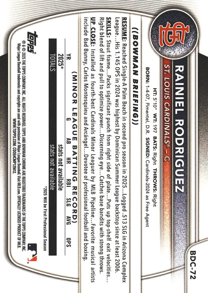 2025 Topps Bowman Draft Chrome Logofractor /35 Rainiel Rodriguez #BDC-72 St. Louis Cardinals