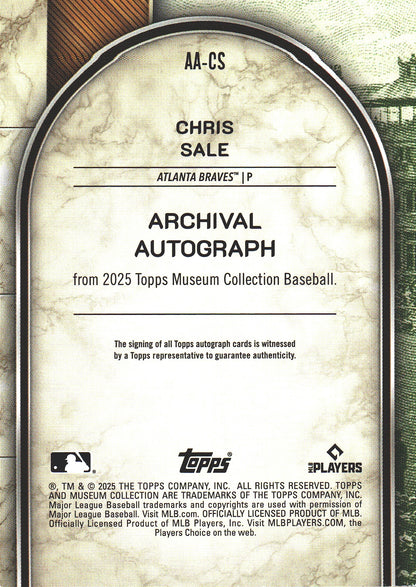 2025 Topps Museum Chris Sale Autograph /10 #AA-CS Atlanta Braves