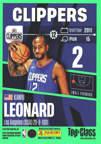 2023 Panini Top Class NBA Kawhi Leonard #89 Los Angeles Clippers