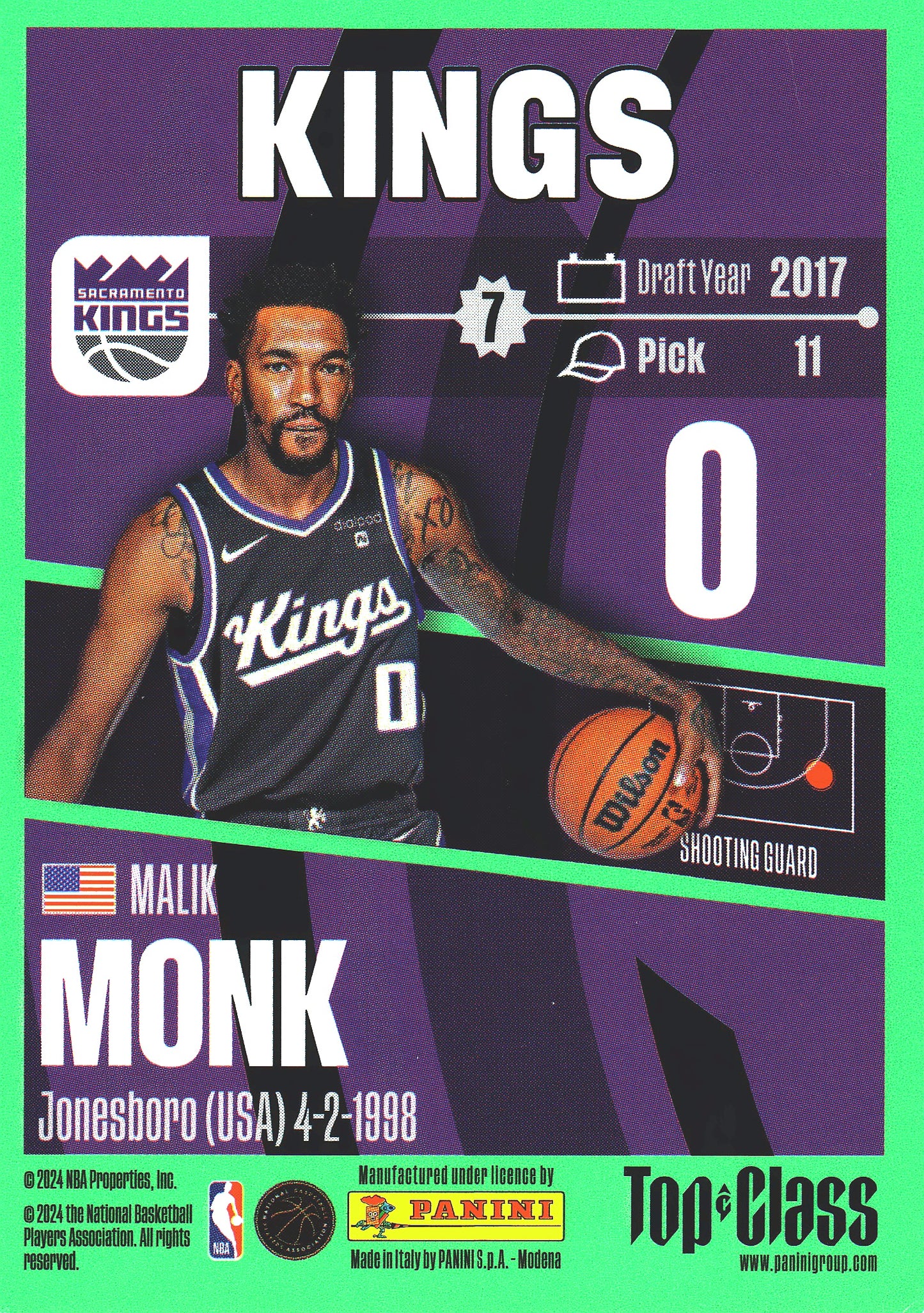 2023 Panini Top Class NBA Malik Monk #123 Sacramento Kings