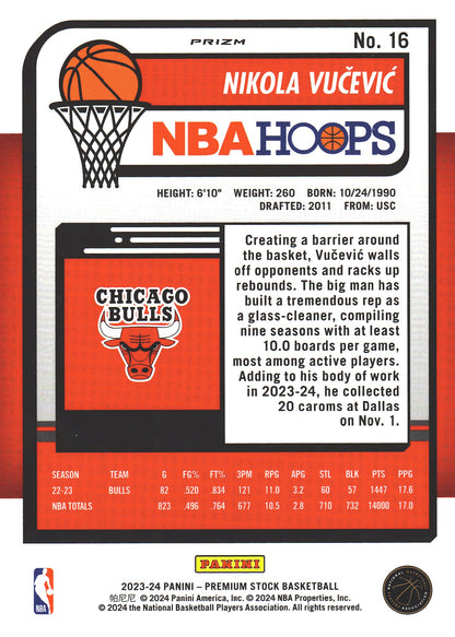 2023 Panini Premium Stock Silver Nikola Vucevic #16 Chicago Bulls