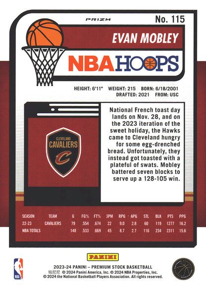 2023 Panini Premium Stock Ice Prizm Evan Mobley #115 Cleveland Cavaliers