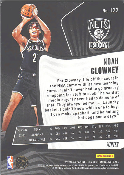 2023 Panini Revolution Winter RC Noah Clowney #122 Brooklyn Nets