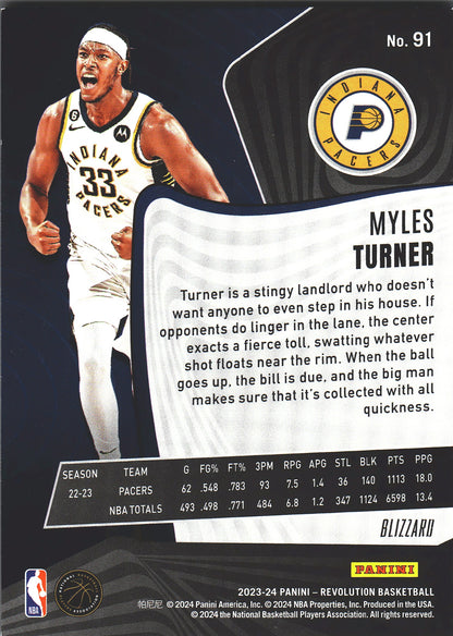 2023 Panini Revolution Winter Blizzard Myles Turner #91 Indiana Pacers