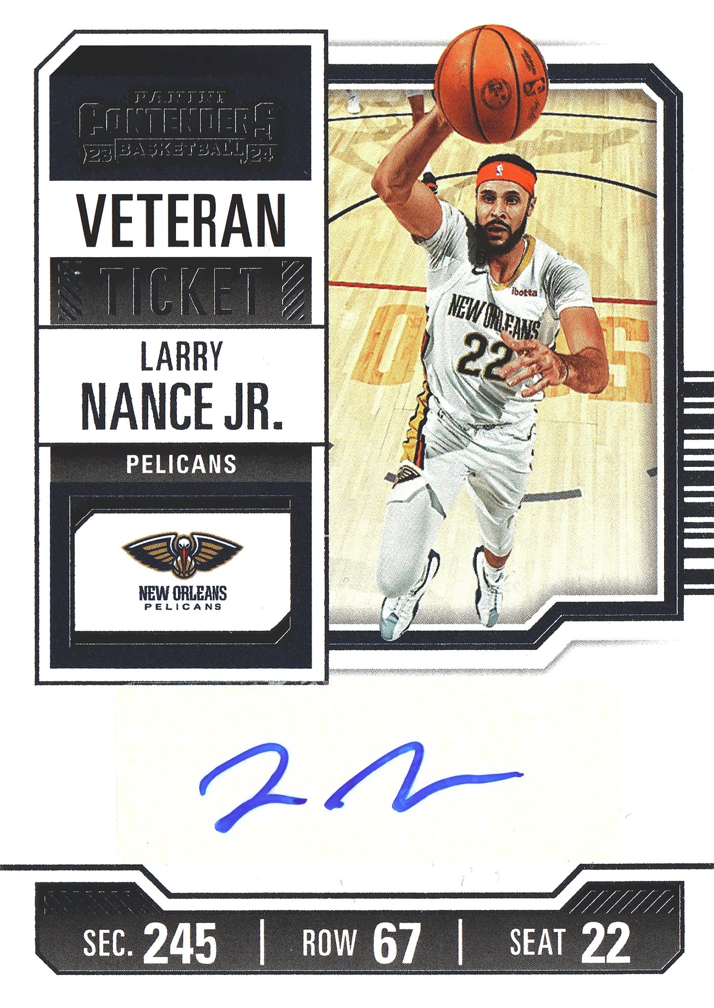 2023 Panini Contenders Veteran Autograph Larry Nance Jr. #VTR-LNP New Orleans Pelicans