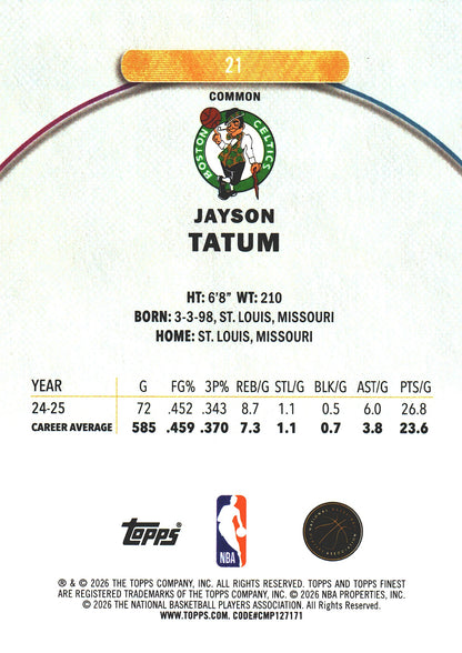 2025 Topps Finest NBA Jayson Tatum #21 Boston Celtics