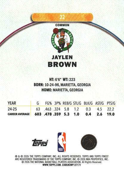 2025 Topps Finest NBA Jaylen Brown #22 Boston Celtics