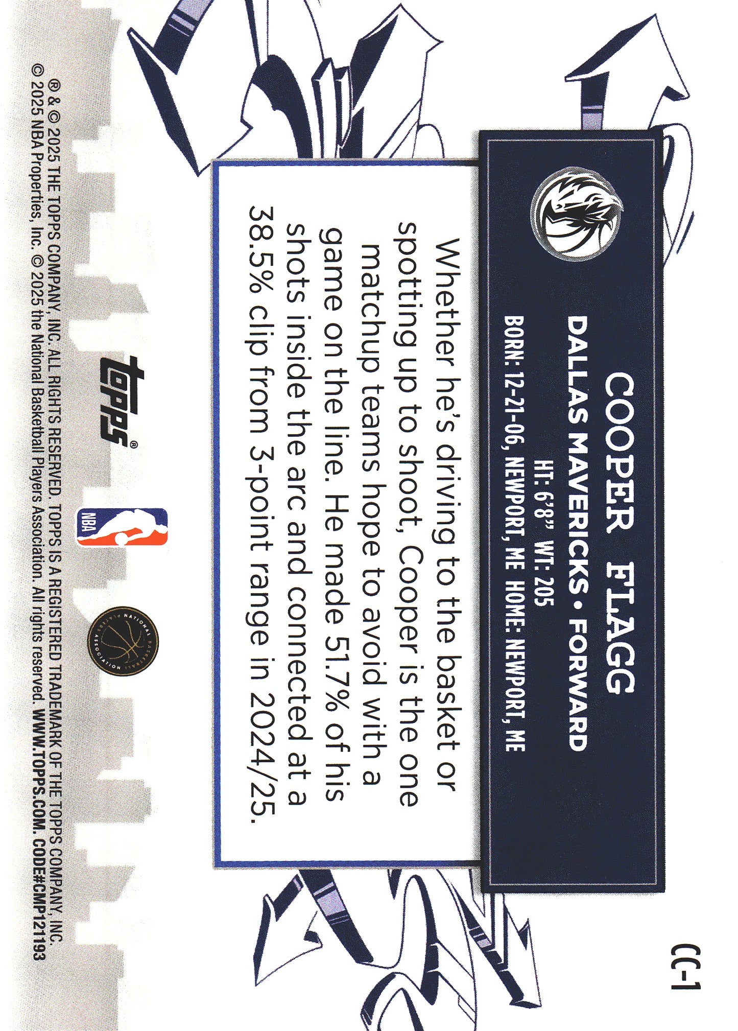 2025 Topps NBA Clutch City RC Cooper Flagg #CC-1 Dallas Mavericks