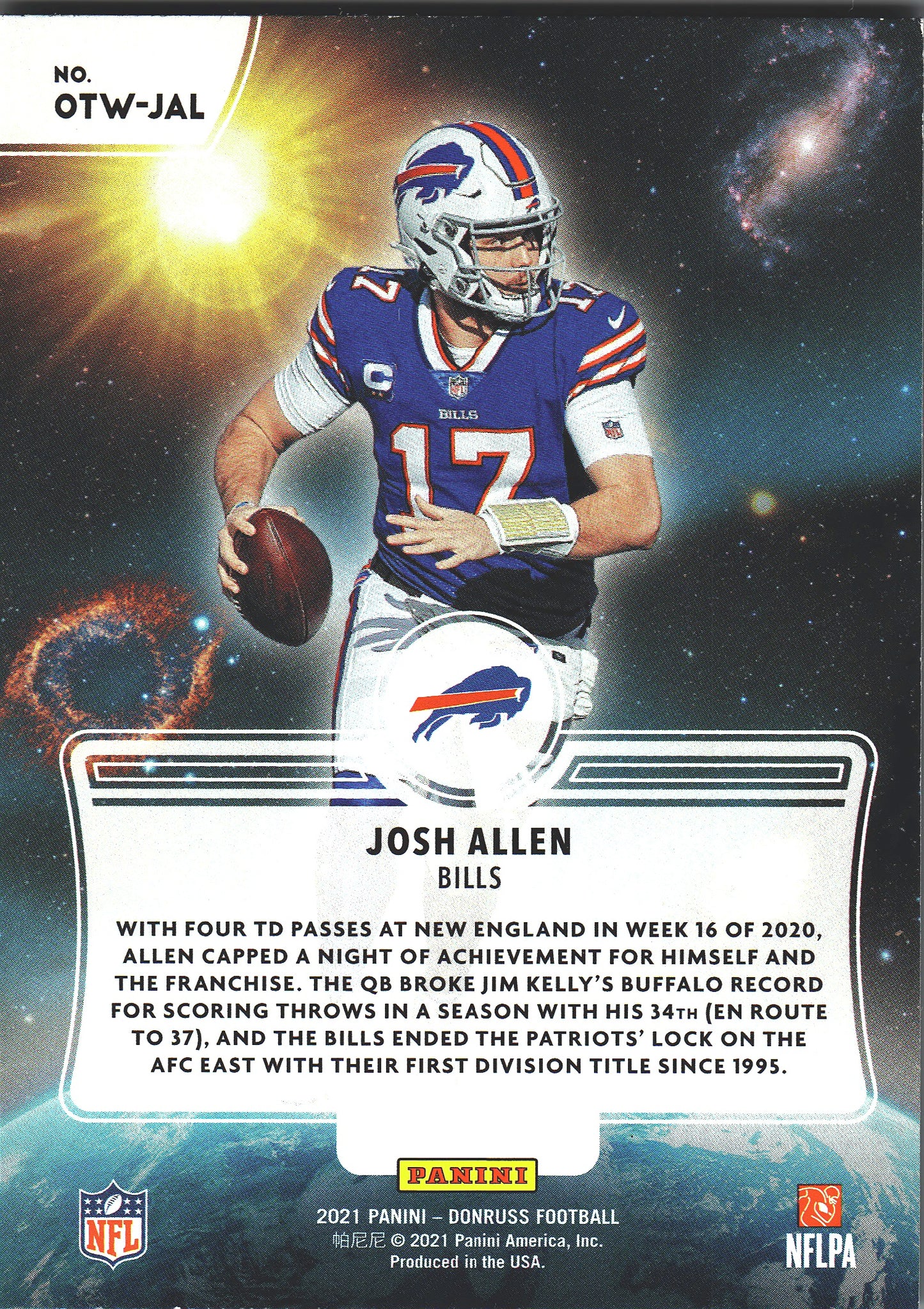 2021 Panini Donruss Out of This World Josh Allen #OTW-JAL Buffalo Bills