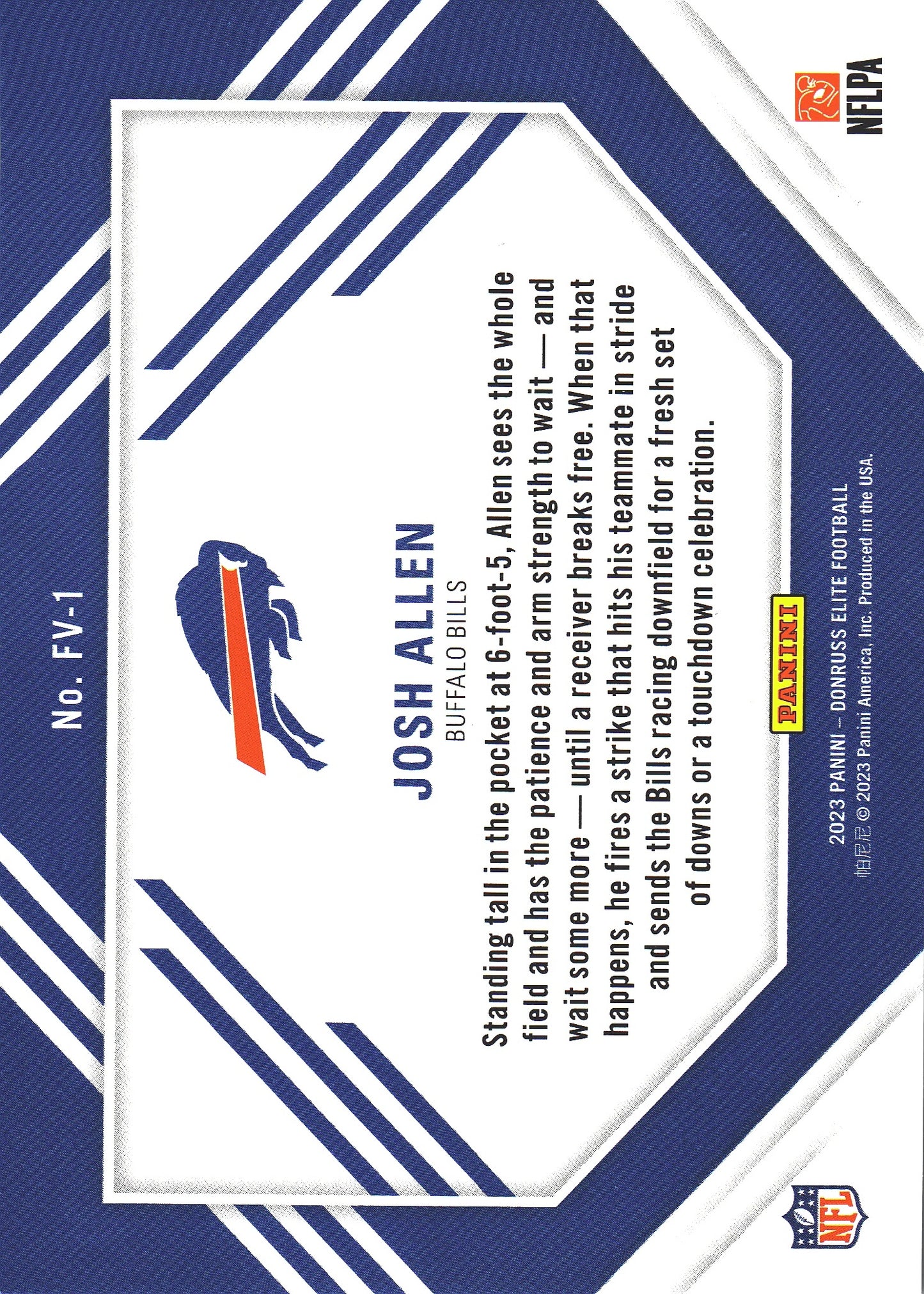 2023 Panini Donruss Elite Field Vision /349 Josh Allen #FV-1 Buffalo Bills