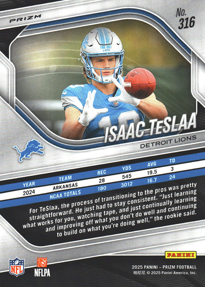 2025 Panini Prizm Lazer Isaac Teslaa RC #316 Detroit Lions