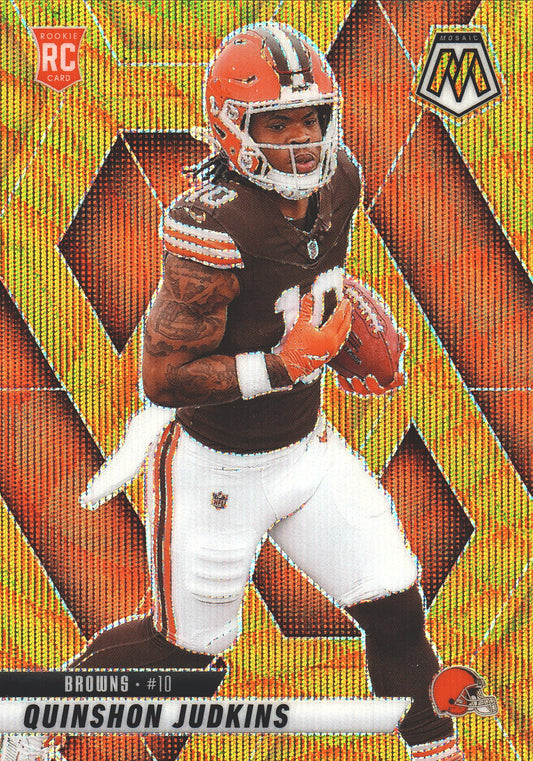 2025 Panini Mosaic Gold Wave RC /10 Quinshon Judkins #365 Cleveland Browns
