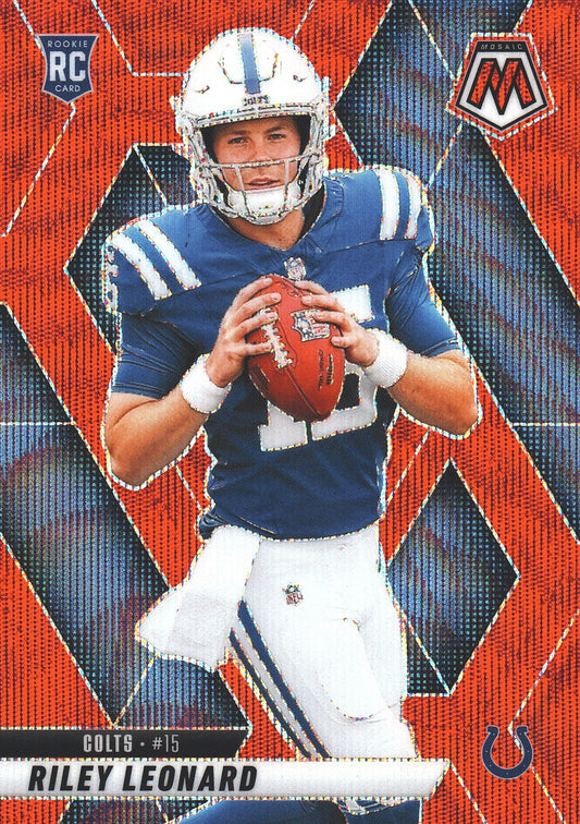 2025 Panini Mosaic Red Wave /29 Riley Leonard #372 Indianapolis Colts