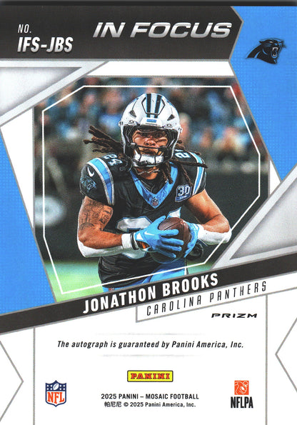 2025 Panini Mosaic In Focus Autograph Jonathon Brooks #IFS-JBS Carolina Panthers