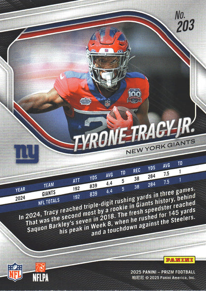 2025 Panini Prizm Tyrone Tracy Jr. #203 New York Giants