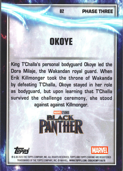 2025 Topps Chrome Marvel Studios Hyper Prism Okoye #82 Black Panther