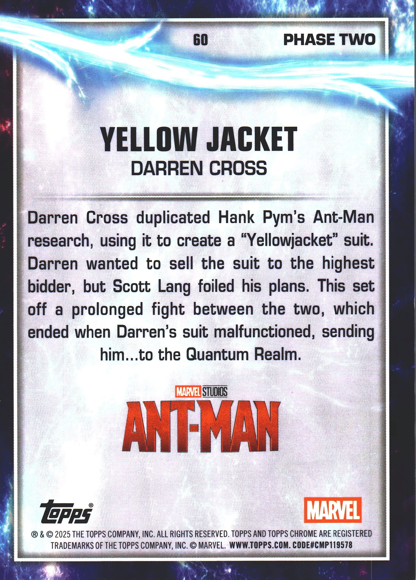 2025 Topps Chrome Marvel Studios Gold Wave Refractor /50 Yellowjacket #60