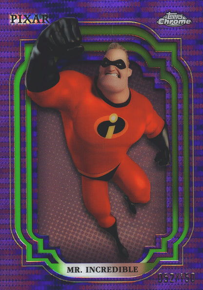 2024 Topps Chrome Disney Purple and Green Pulsar /150 Mr. Incredible #95 Disney